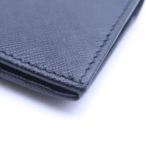Prada Saffiano Bifold Wallet Card Case Black Leather - Picture 4 of 6